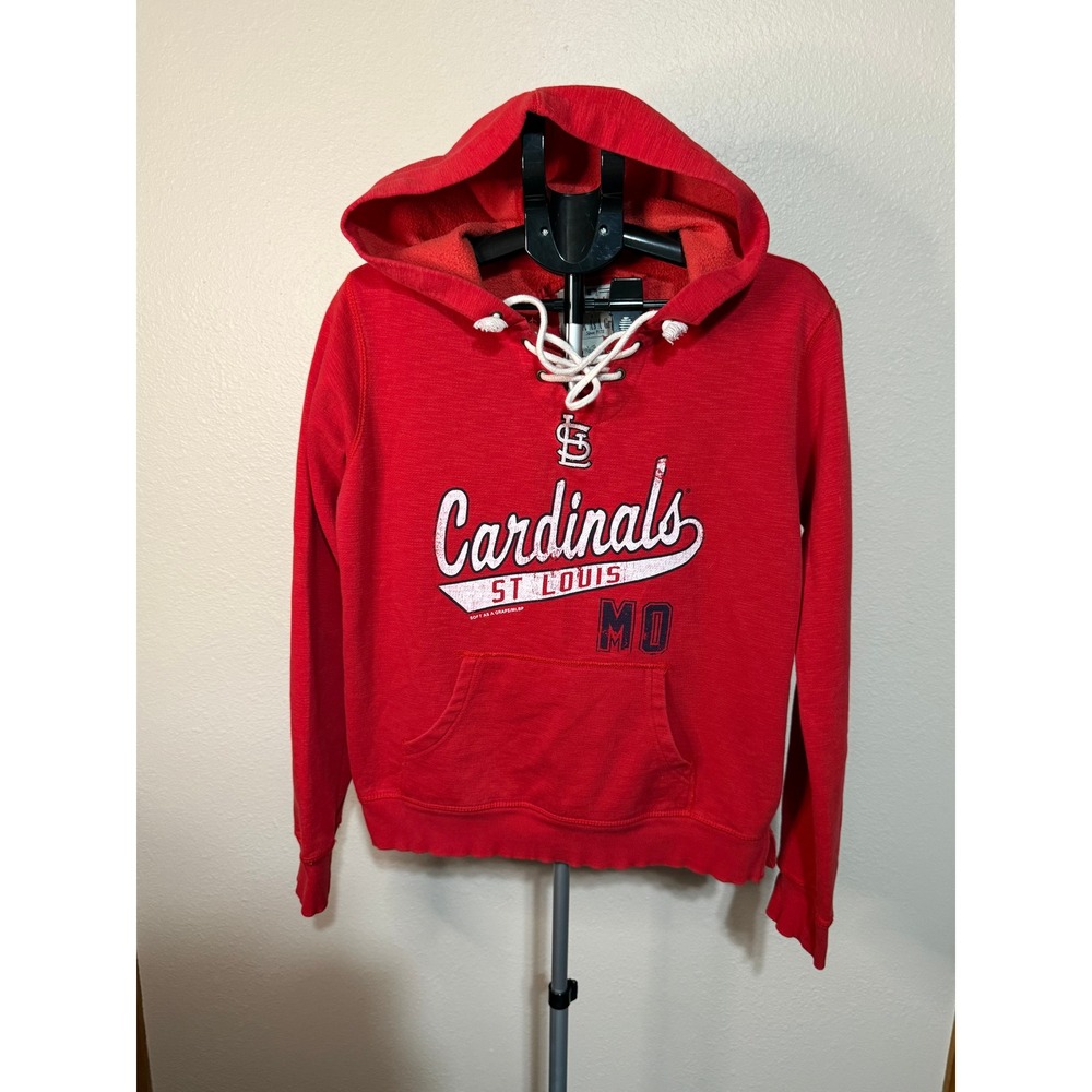 Soft As A Grape St Louis Cardinals Red Lace Up Hoodie Sweatshirt Large MLB